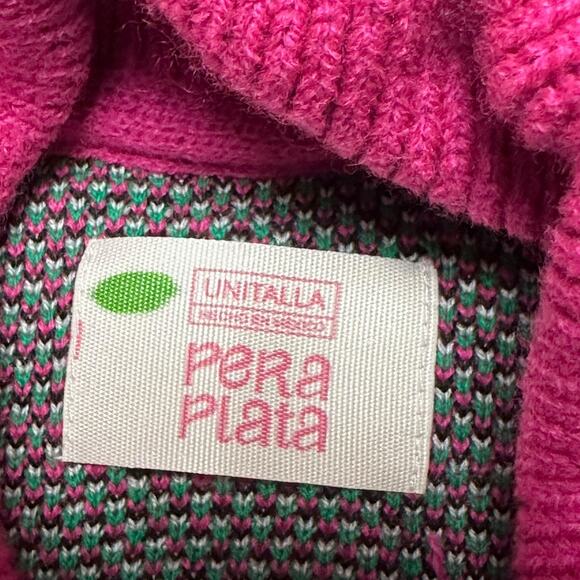 Vintage Art Knit Sweater Dress Memphis Milano Abstract Pink Green M - Picture 4 of 6